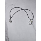 Vintage Sterling Silver Om Pendant with Green Stone Accent