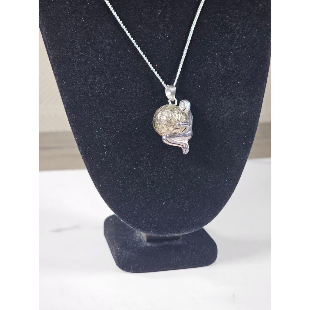 Vintage Harmony Ball Necklace Jingle Pendant Silver Tone