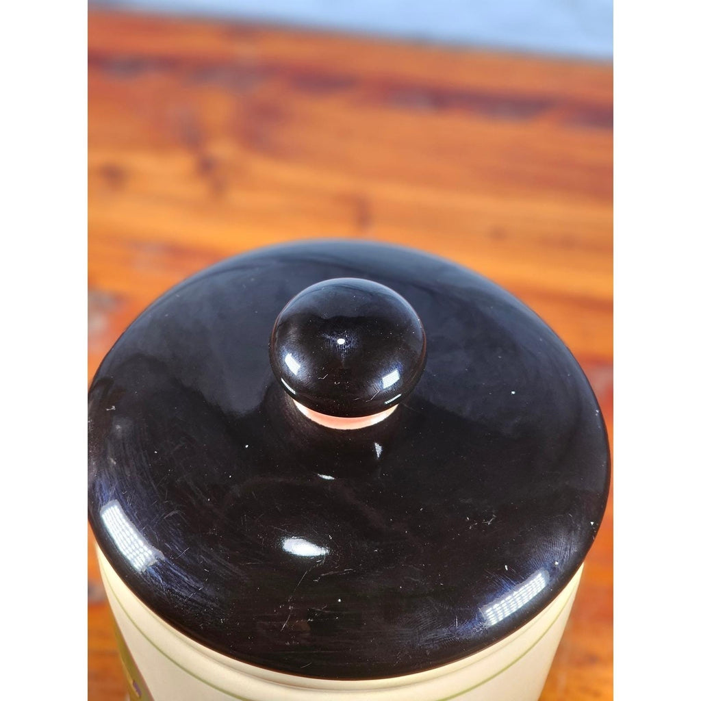 Vintage OGGI Tuscan Wine Label Ceramic Canister With Lid 8 In