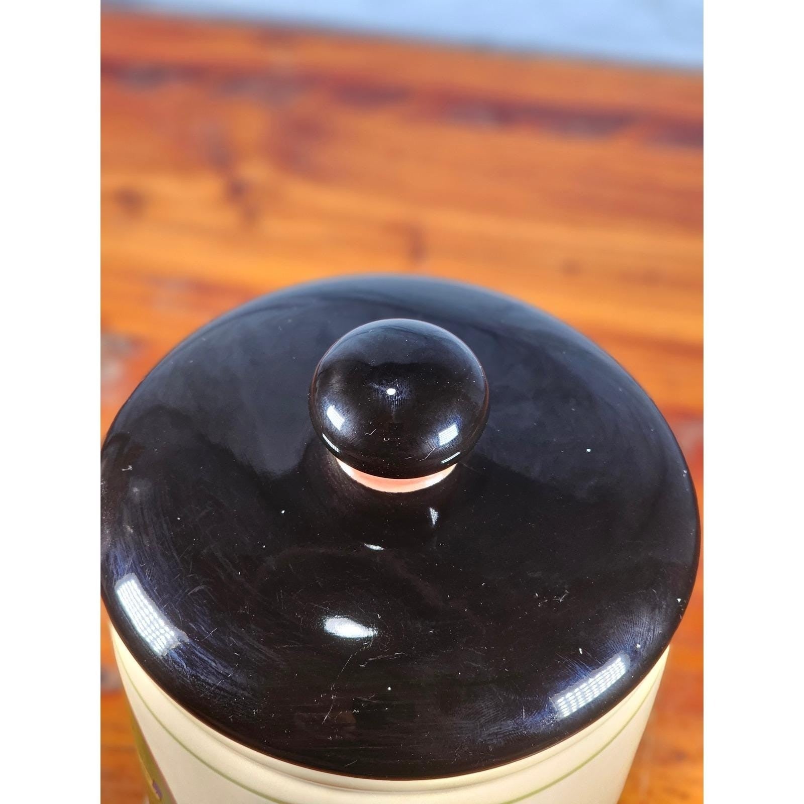 Vintage OGGI Tuscan Wine Label Ceramic Canister With Lid 8 In