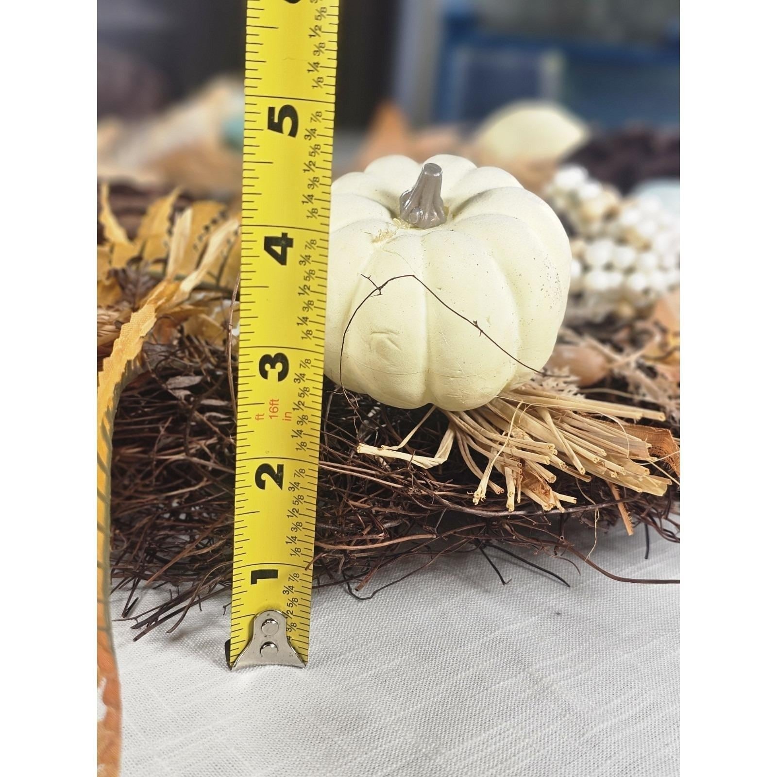 Rustic Fall Harvest Wreath With Pumpkins, Berries, Leaves Seasonal Decor