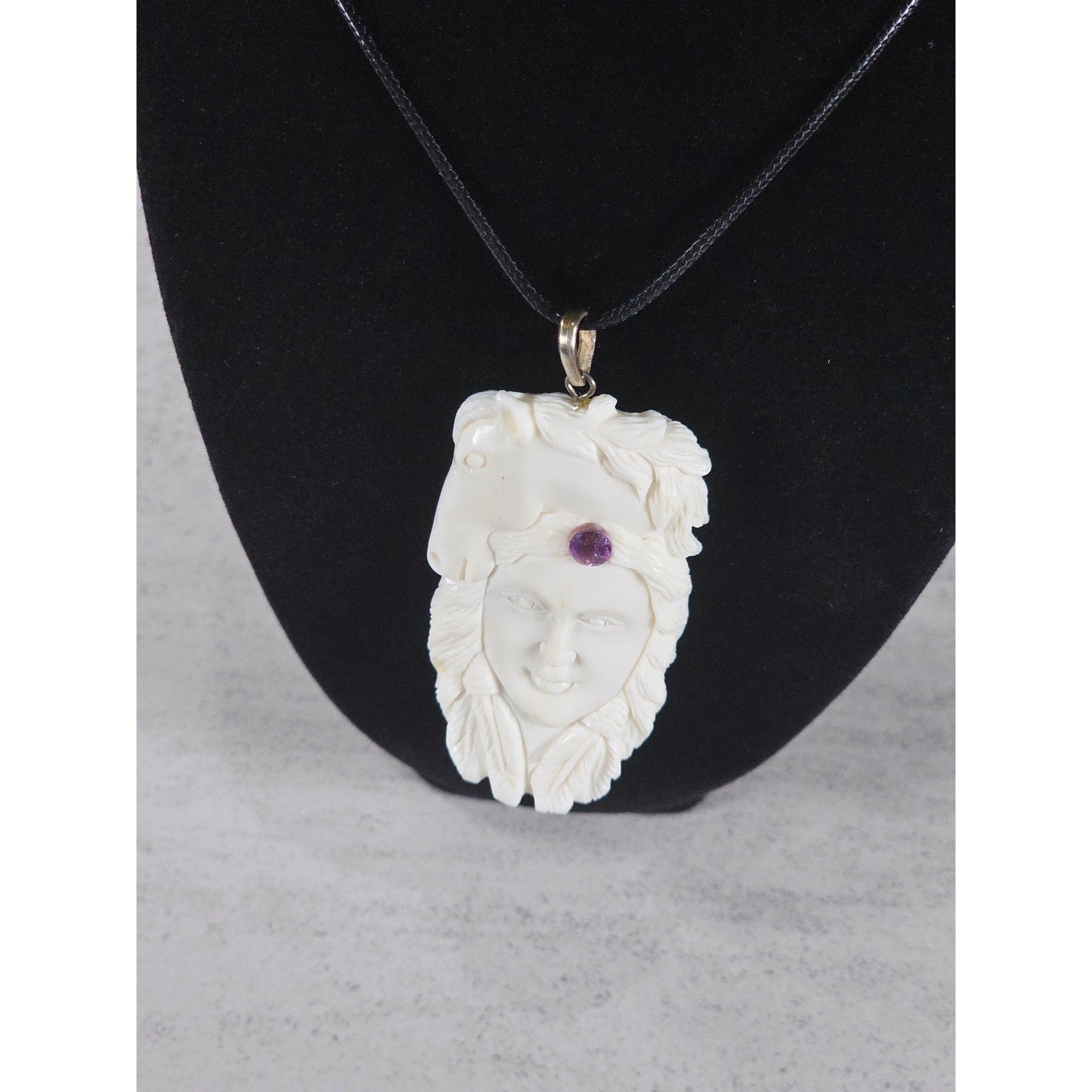 Vintage Carved Native American Horse Headdress Pendant