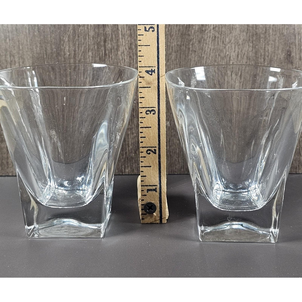 Vintage Lead Crystal Whiskey Glasses Set of 4 Square Base