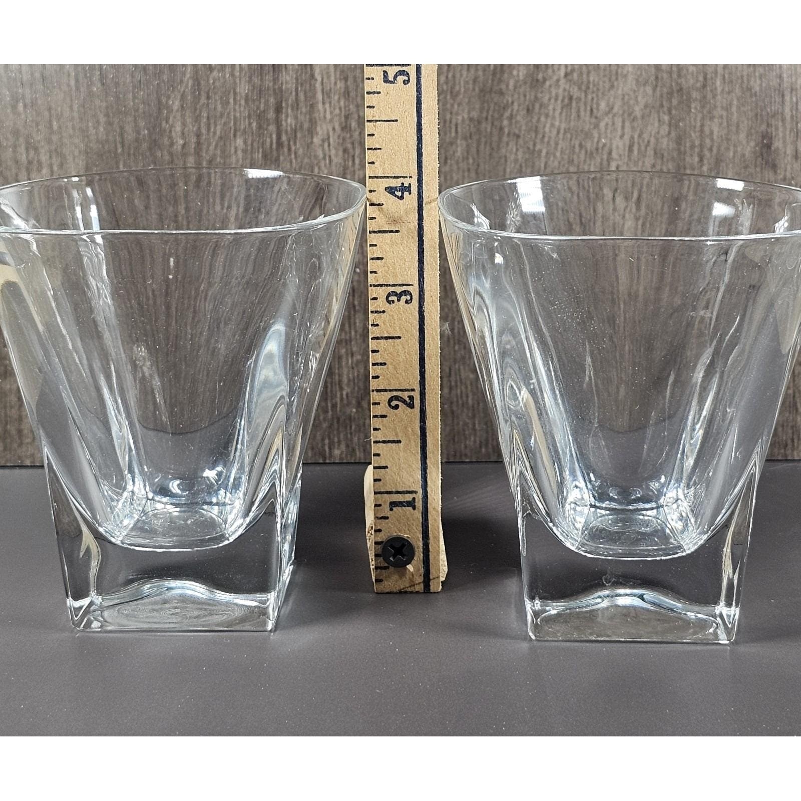 Vintage Lead Crystal Whiskey Glasses Set of 4 Square Base