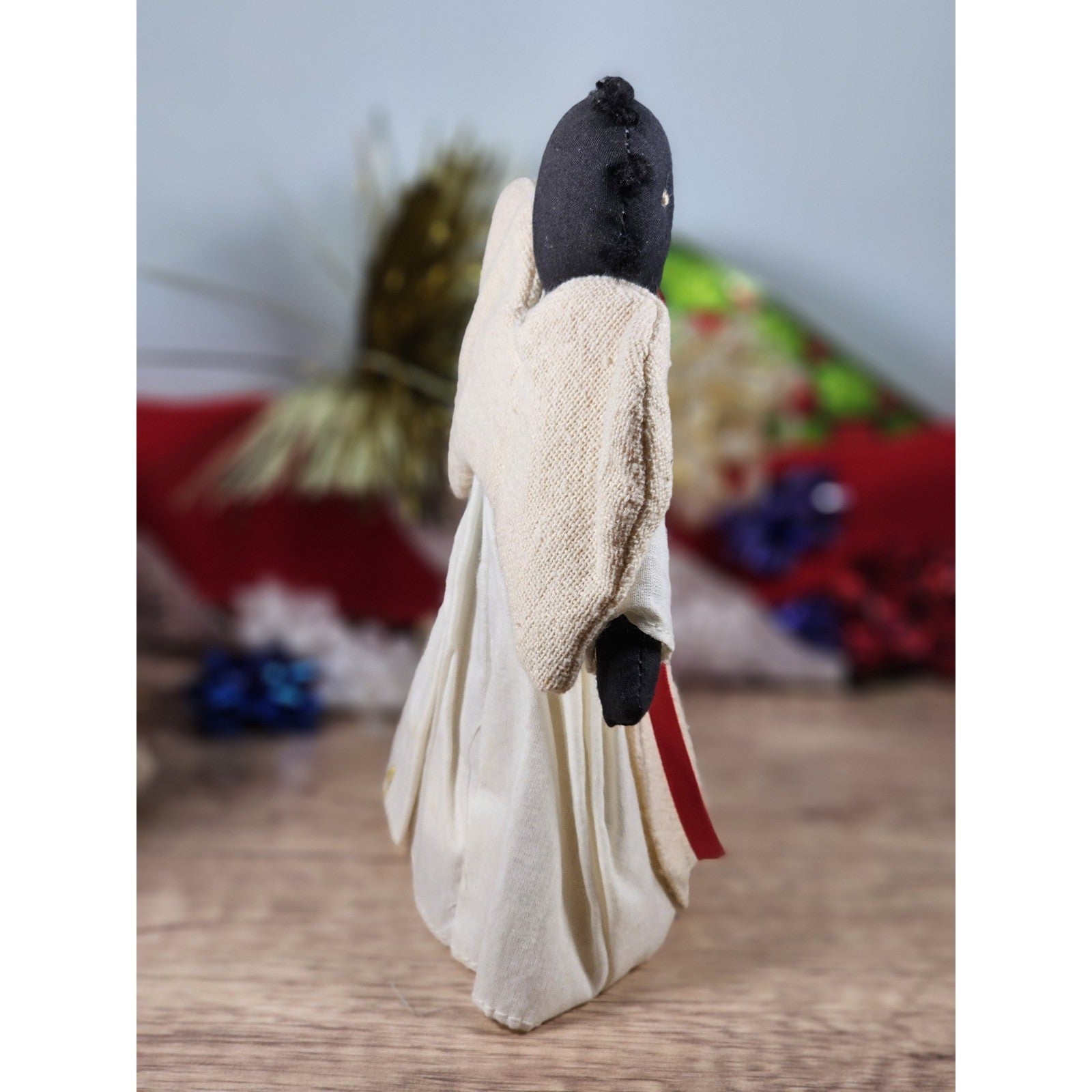 Vintage 1980s Angel Figurines Set of 2 Fabric Face Angels 7.5"