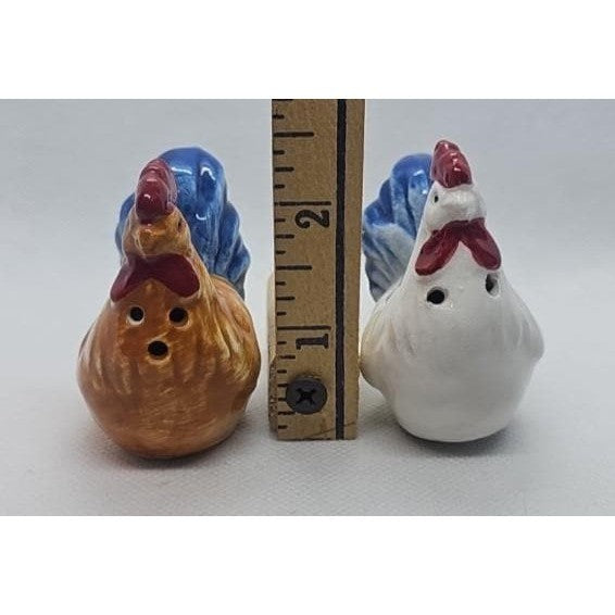 Vintage Rooster Salt Pepper Shakers Ceramic Farmhouse Set