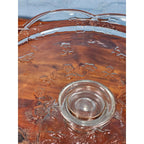Vintage Clear Glass Cake Stand with Floral Embossed Design