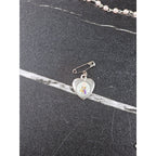 Vintage Rosary Necklace & Heart Pin Set with Case Religious