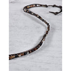 Brown Beaded Wrap Bracelet Leather Cord Multi Tone Stone Boho