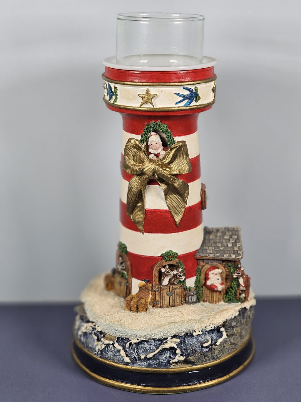 VTG Danbury Mint “Night Before Christmas” Lighthouse Candle Holder Nautical