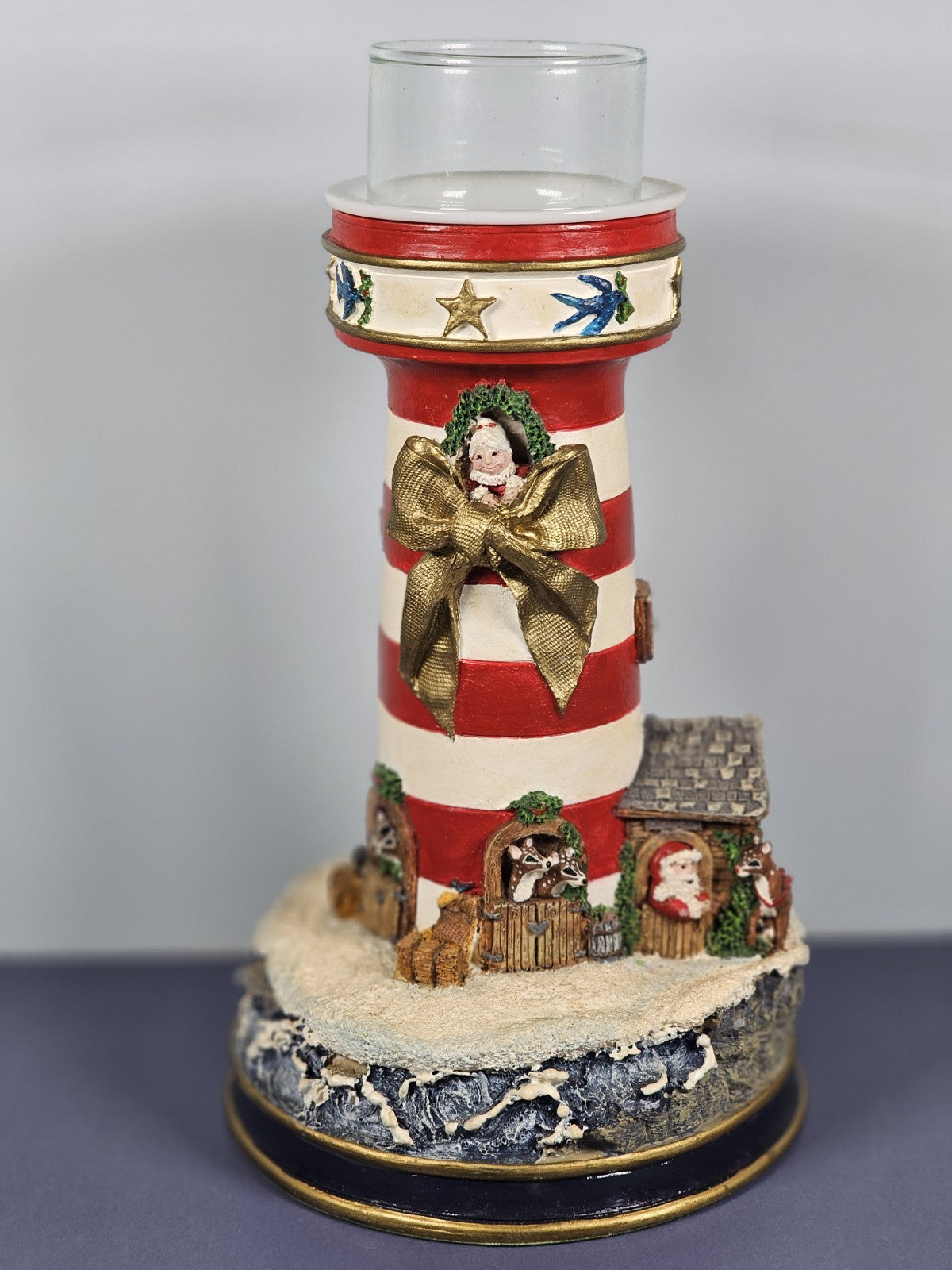 VTG Danbury Mint “Night Before Christmas” Lighthouse Candle Holder Nautical