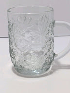 Set of 3 Princess House Fantasia Clear Glass Poinsettia Design Coffee Mug Cup