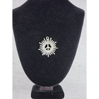 Vintage Peace Sign Sunburst Pendant Silver Tone Charm