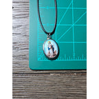 Vintage Religious Shepherd Pendant Aqua Blue Medallion