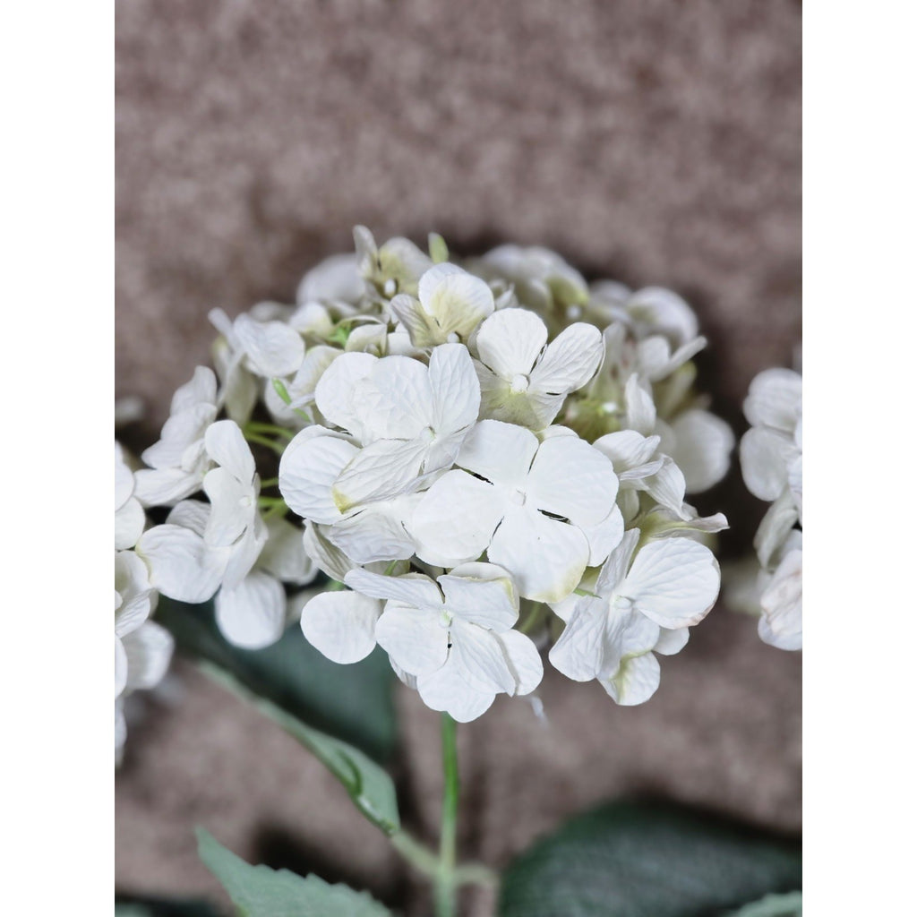 Vintage Artificial Hydrangea Flowers Set of 4 White Floral Stems