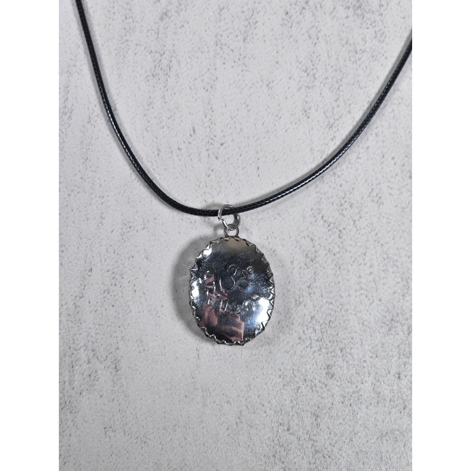 Vintage Hindu Deity Pendant Necklace Oval Religious Charm