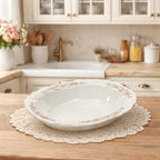 Vintage Lido Oval Serving Bowl W.S. George Floral Rim 9 1/4" x 7"