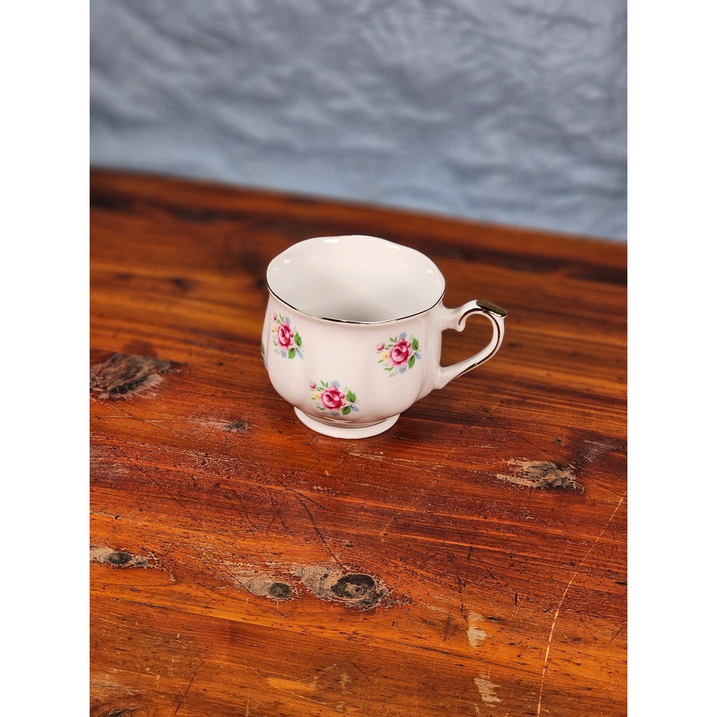 Vintage FTD Japan Porcelain Tea Cup Pink Rose Floral Gold Rim