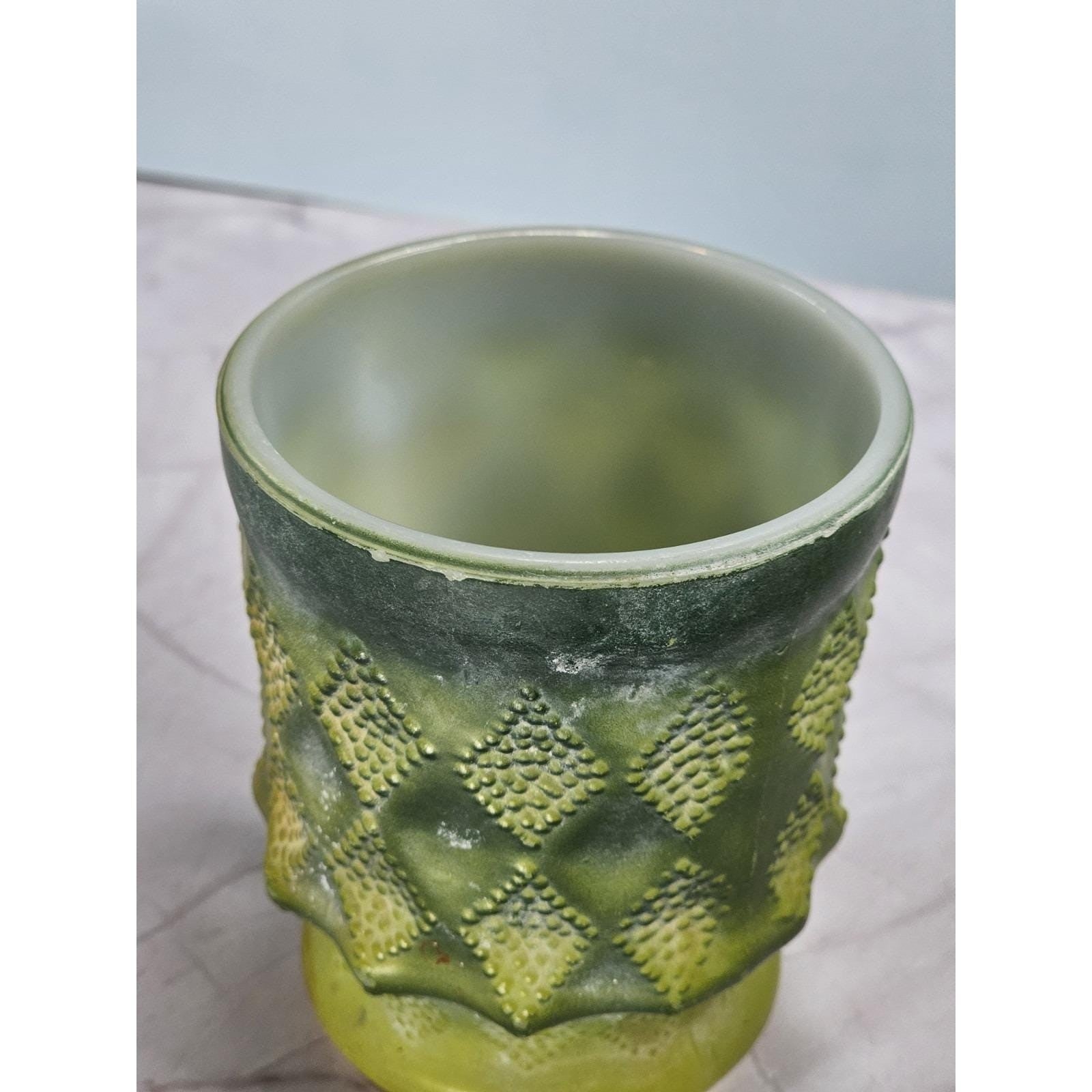 Vintage Anchor Hocking Fire King Kimberly Green Mug Milk Glass USA