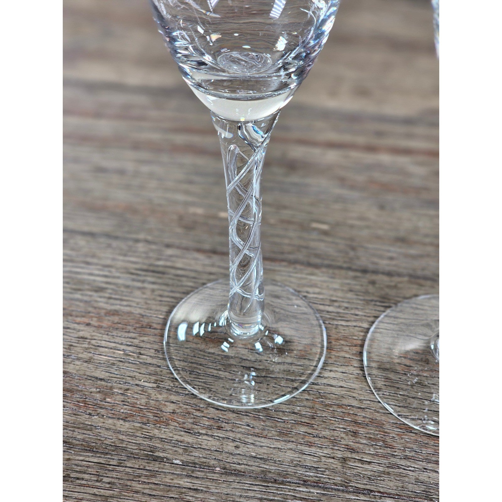 Vintage Clear Crystal Champagne Flutes Set of 2 Twisted Stem