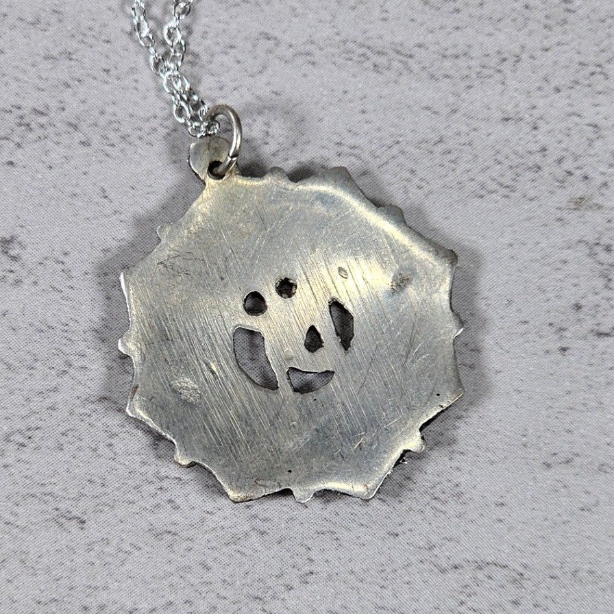 Vintage Om Lotus Pendant Necklace Boho Spiritual Medallion