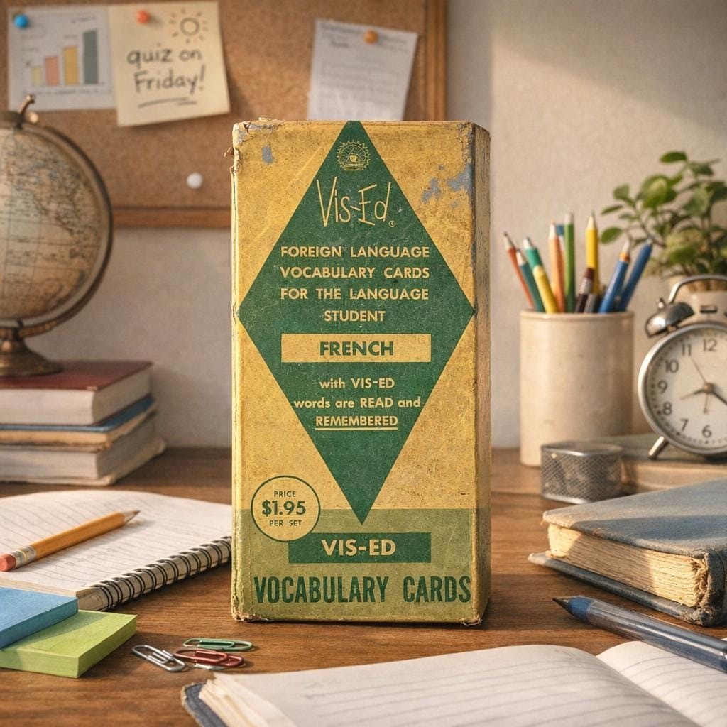 Vintage Vis-Ed French Vocabulary Cards Set 1000 Words Language Study