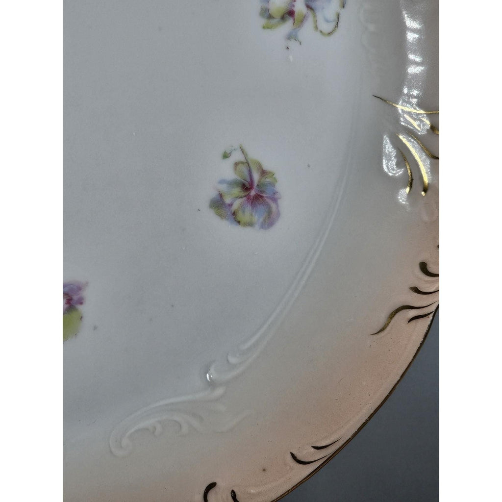 Vintage Austria Hand Painted Floral Porcelain Plate 11" Gold Rim