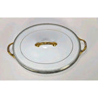 Noritake Covered Casserole Dish Gold Rim Serving Bowl Japan 8.25"