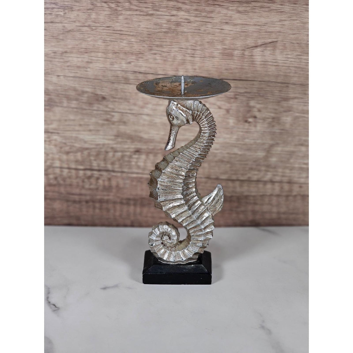 Vintage Seahorse Metal Holder Coastal Nautical Decor Silver