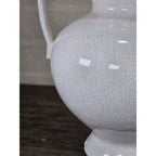 Vintage White Crackle Glaze Vase 12.5in Farmhouse Display