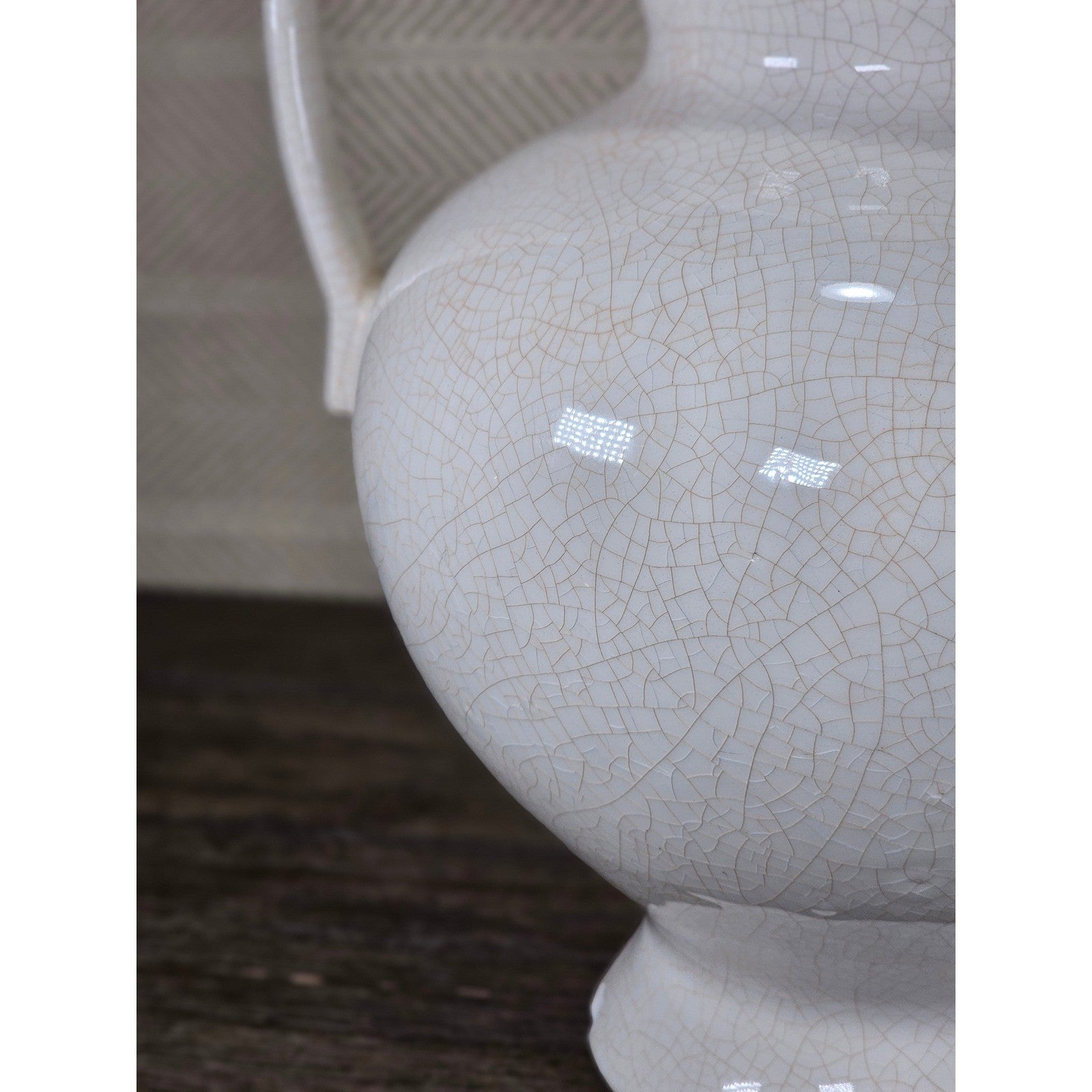 Vintage White Crackle Glaze Vase 12.5in Farmhouse Display