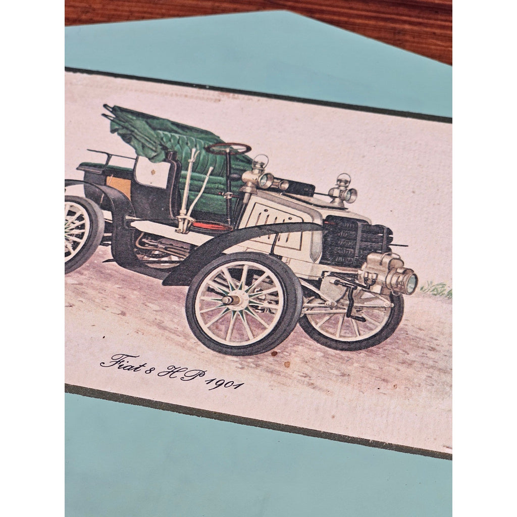 Vintage Fiat 8 HP 1901 Car Plaque | Early Automobile Art | 11.5 x 8