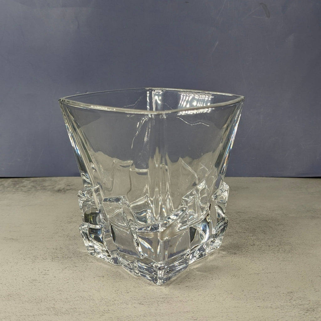 Vintage Heavy Glass Rocks Glasses Set of 4 Ice Cube Base Tumblers