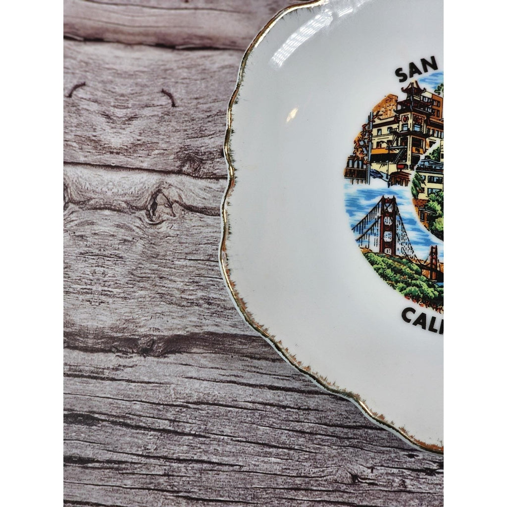 Vintage San Francisco Souvenir Plate Gold Trim Scalloped 5.5"