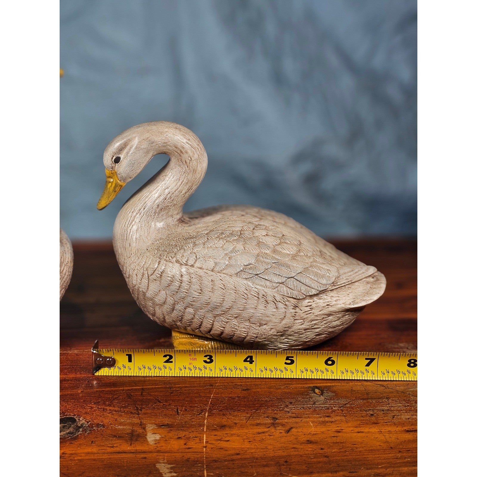 Vintage Pair Ceramic Duck Figurines Mallard Style Farmhouse Decor