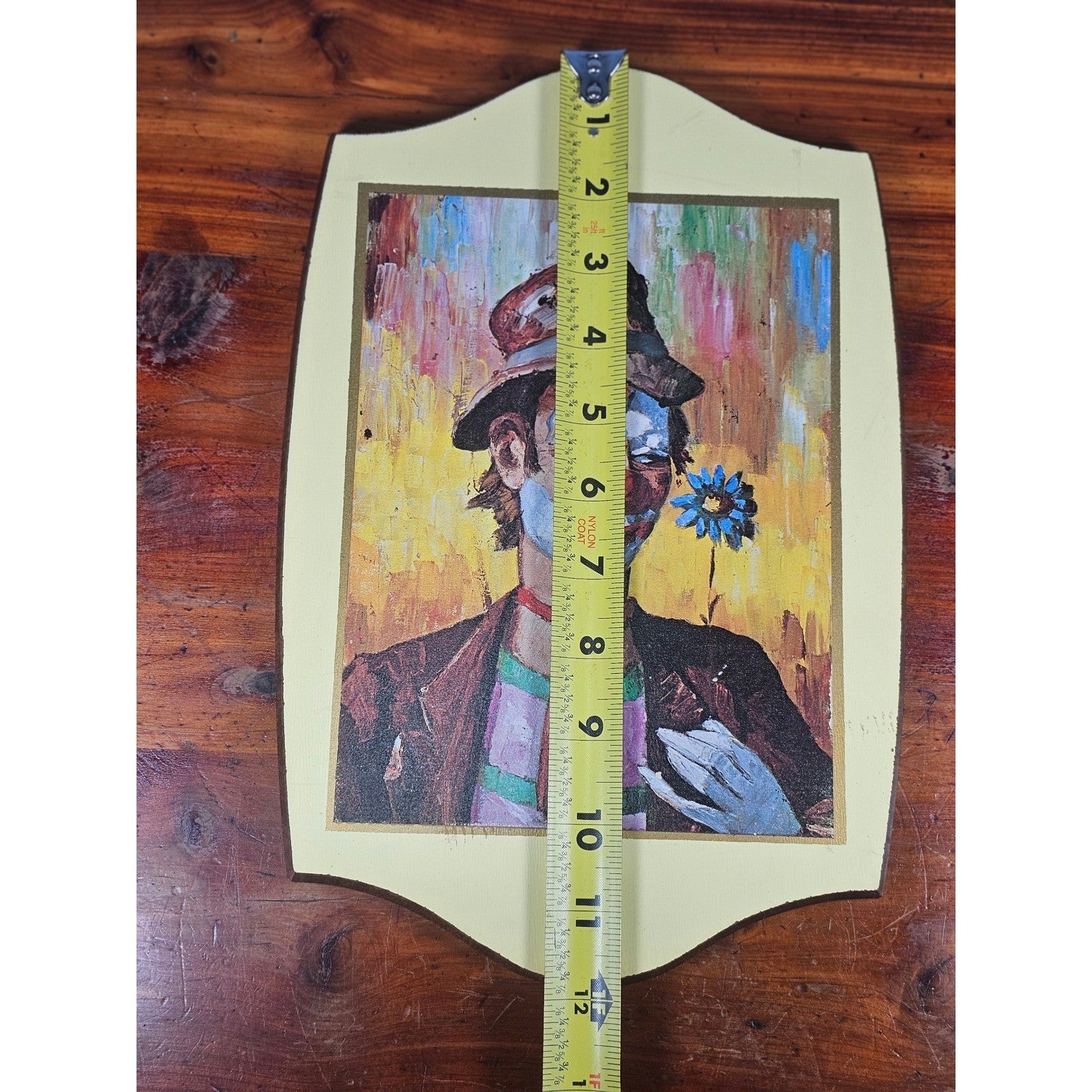 Vintage Clown Wall Plaque Folk Art Style Decorative Hanging 11.5 x 8