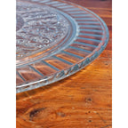 Vintage Pressed Glass Floral Cake Plate | 13" Clear Glass Serving Platter
