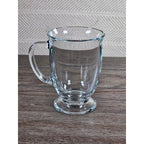Vintage Clear Glass Pedestal Mug with Handle | Footed Coffee Cup