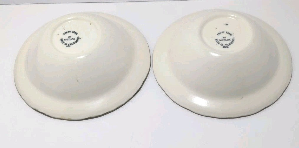 Set of 2 Vintage Metlox Poppy Trail Sculptured Blue Grape CA USA 7.25" Bowls