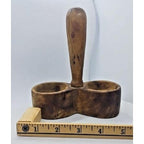 Vintage Wooden Salt & Pepper Holder Rustic Farmhouse Kitchen Stand