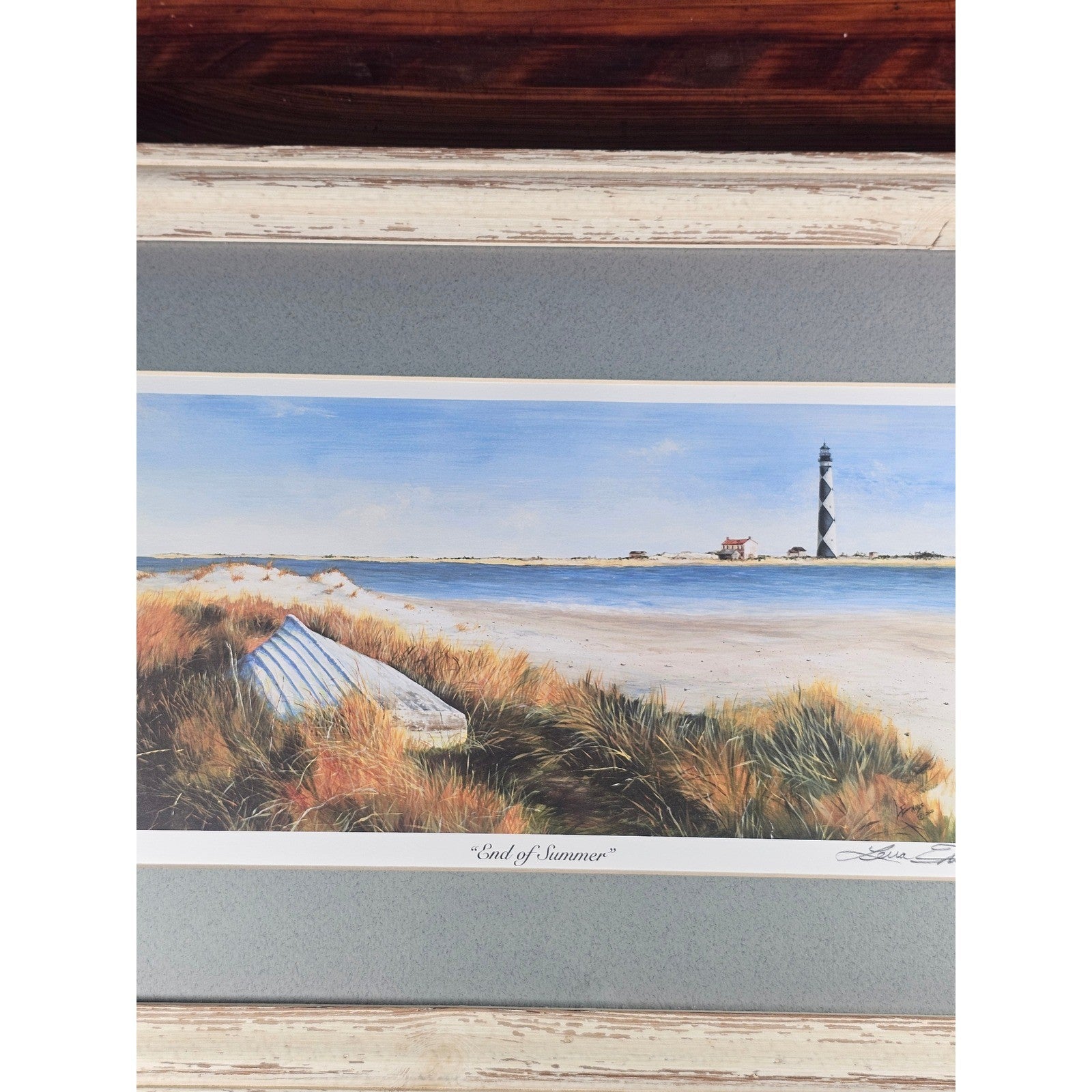Framed Coastal Lighthouse Print End of Summer Lena Dennis Beach Art