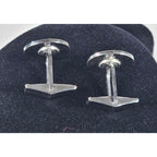 Vintage Silver Tone Round Cufflinks Leaf Engraved Design