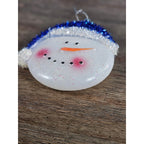 Snowman Christmas Ornament Blue Hat Hard Plastic Winter Decor 4 Inch