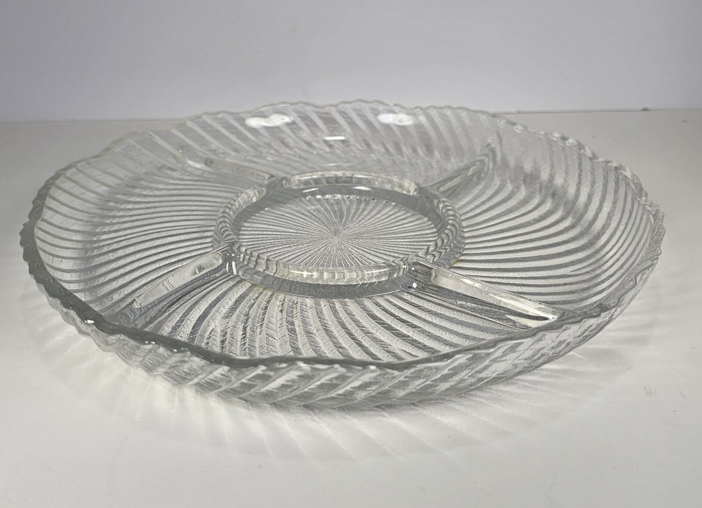 Crystal Clear Studios 11 1/4" Ashford Platter – Swirl Pattern Clear Glass