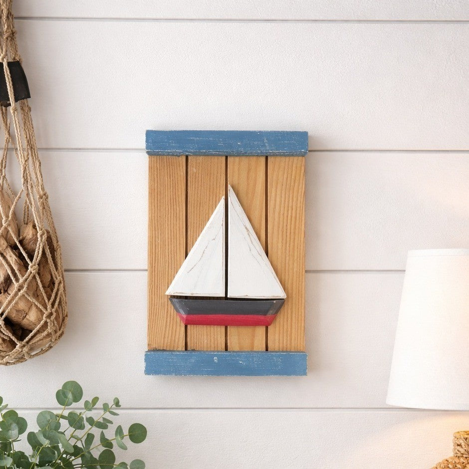 Rustic Sailboat Wall Art Wood Nautical Decor Coastal Cottage Accent