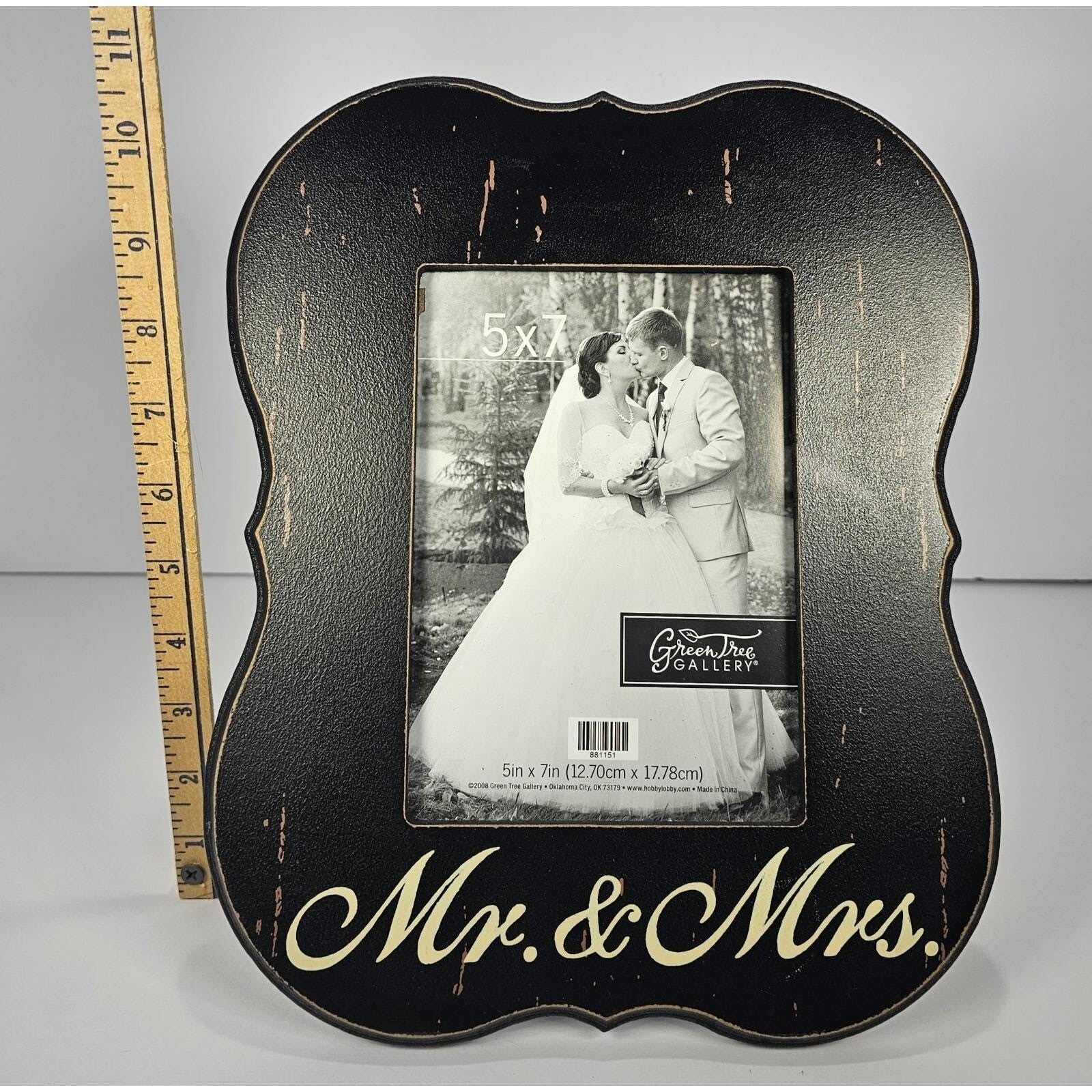 Mr and Mrs Picture Frame Black Distressed Wood 5x7 Farmhouse