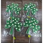 Set of 4 Green Polka Dot Clover Sprays 19" Glitter St Patrick Picks