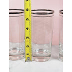 Vintage Mid Century Highball Glasses Set of 3 Silver Rim Barware