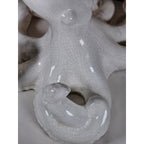 White Crackle Glaze Ceramic Octopus Figurine Nautical Coastal Home Decor Accent