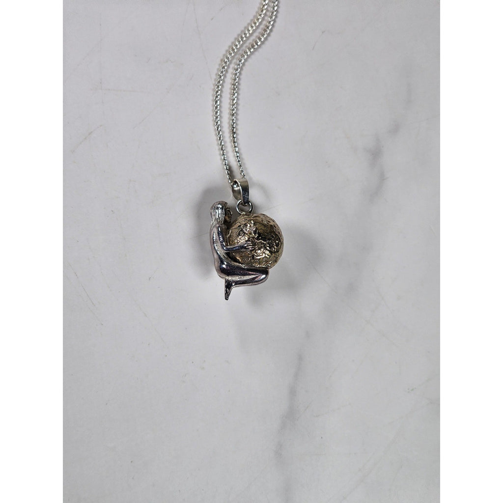 Vintage Harmony Ball Necklace Jingle Pendant Silver Tone